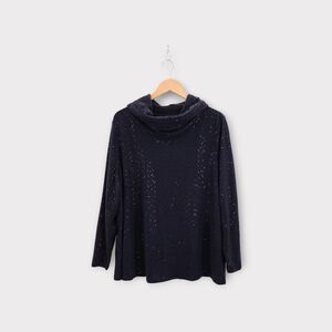 NWT Lane Bryant Sweater Plus Size 14/16 Cowl Neck Blue Sequins Stretch Pullover